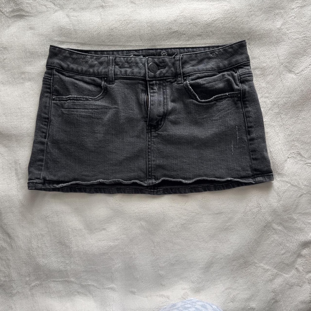 American Eagle Outfitters Charcoal Black Denim Mini Skirt